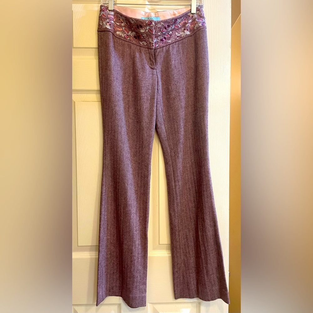 Satin lined wool tweed dress pants